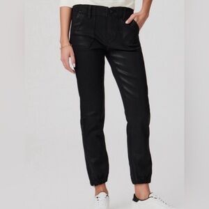 PAIGE Mayslie Black Lux Coated Jogger Jeans
